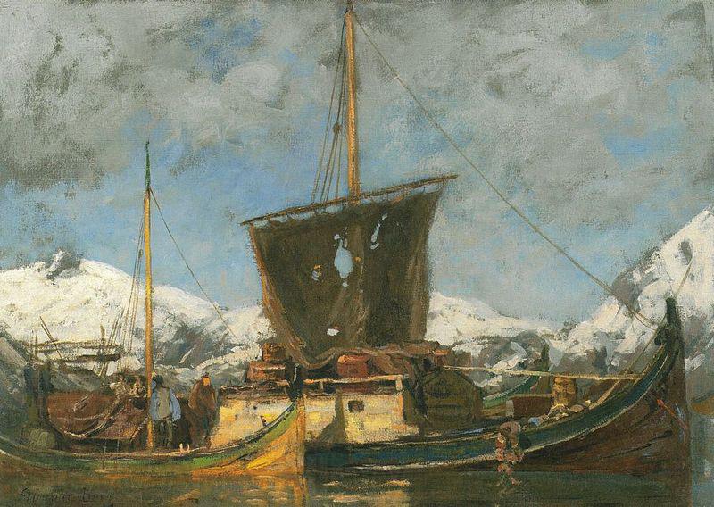 Gunnar Berg Sjekter ved Nordlandskysten Norge oil painting art